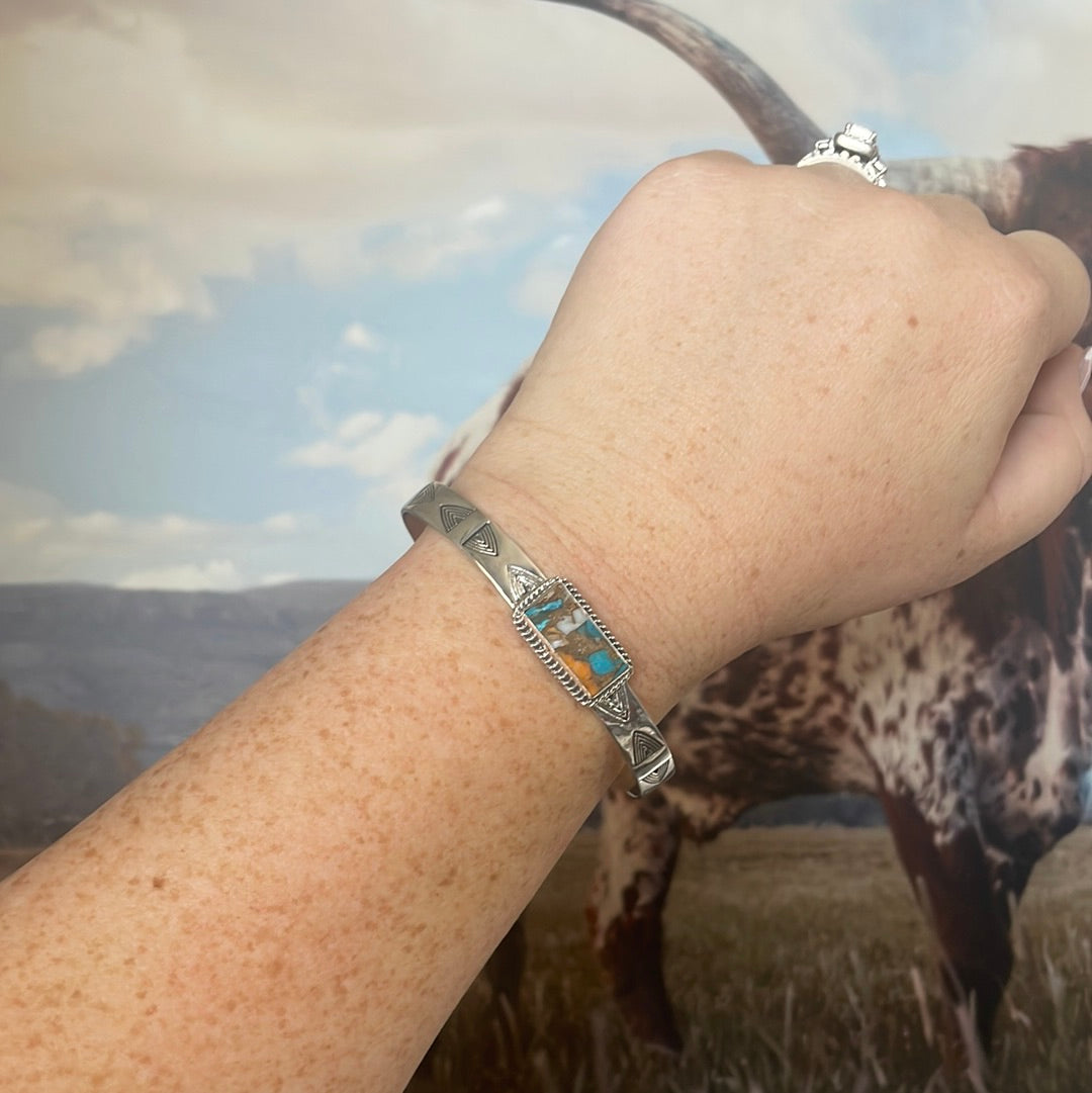 Handmade Sterling Silver & Spice Adjustable Cuff Bracelet