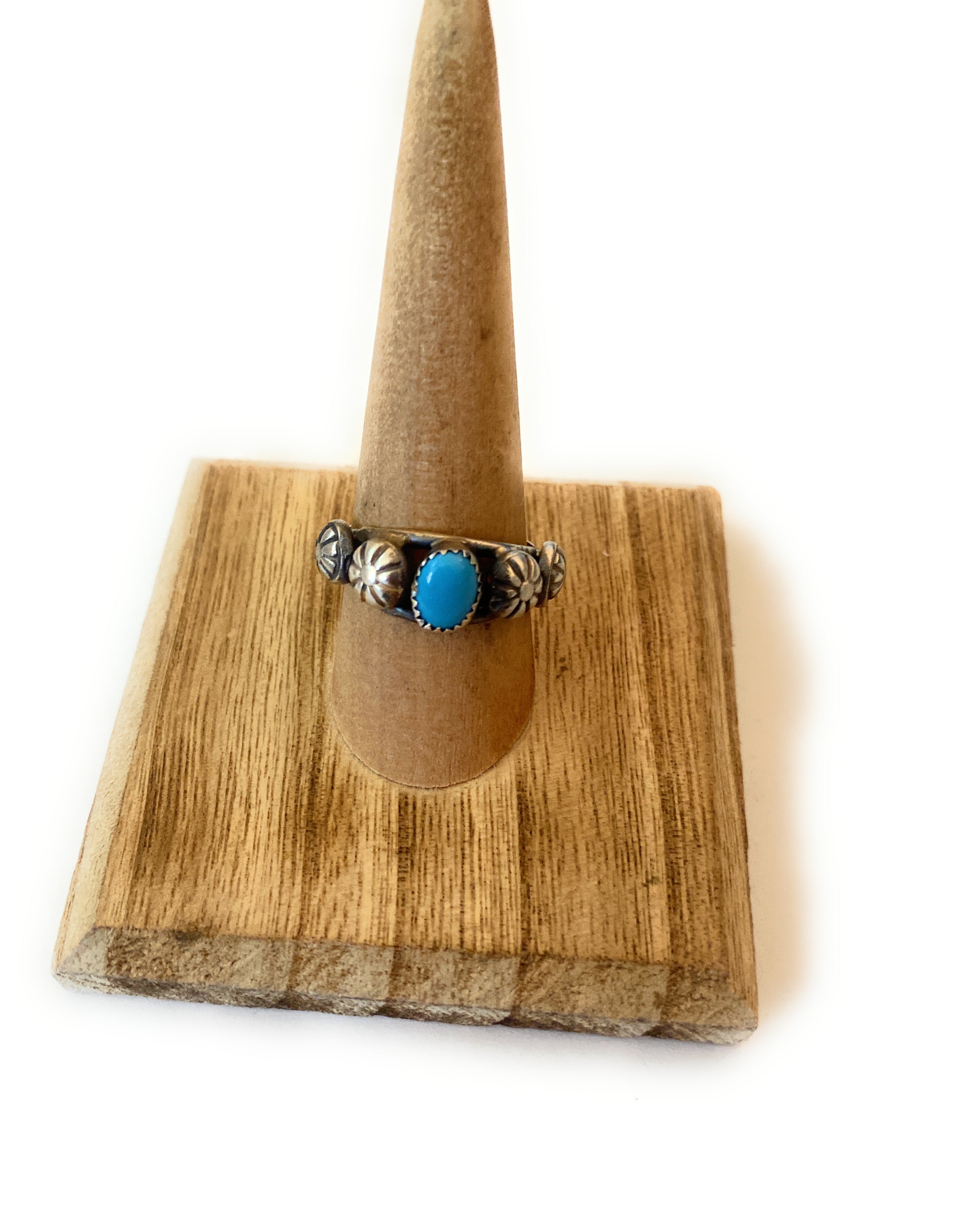 Navajo Turquoise and Sterling Silver Concho Band Ring