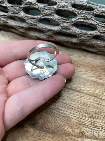 Navajo Spice And Sterling Silver Adjustable Flower Ring