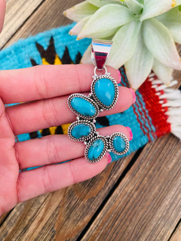 Handmade Sterling Silver & Turquoise Cluster Pendant