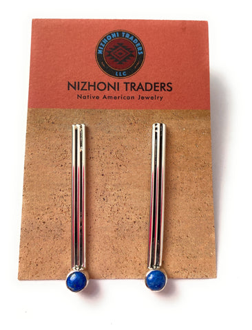 Navajo Denim Lapis & Sterling Silver Dangle Earrings