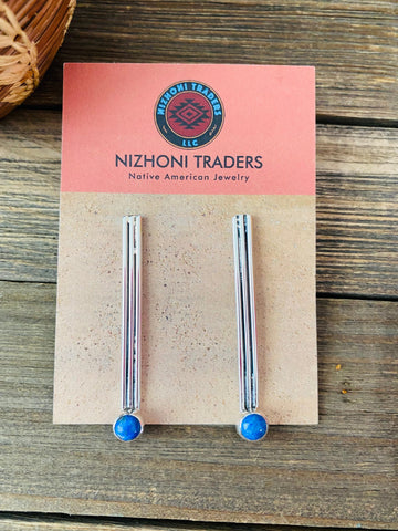 Navajo Denim Lapis & Sterling Silver Dangle Earrings