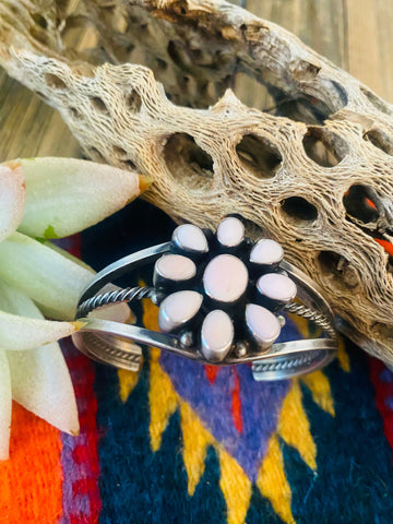 Navajo Queen Pink Conch Shell & Sterling Silver Cuff Bracelet