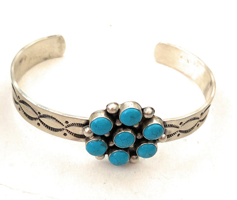 Navajo Sterling Silver & Turquoise Cuff Bracelet