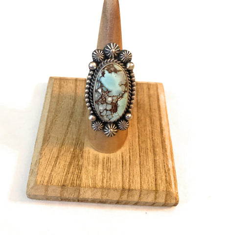 Navajo Golden Hills Turquoise & Sterling Silver Ring Size 6