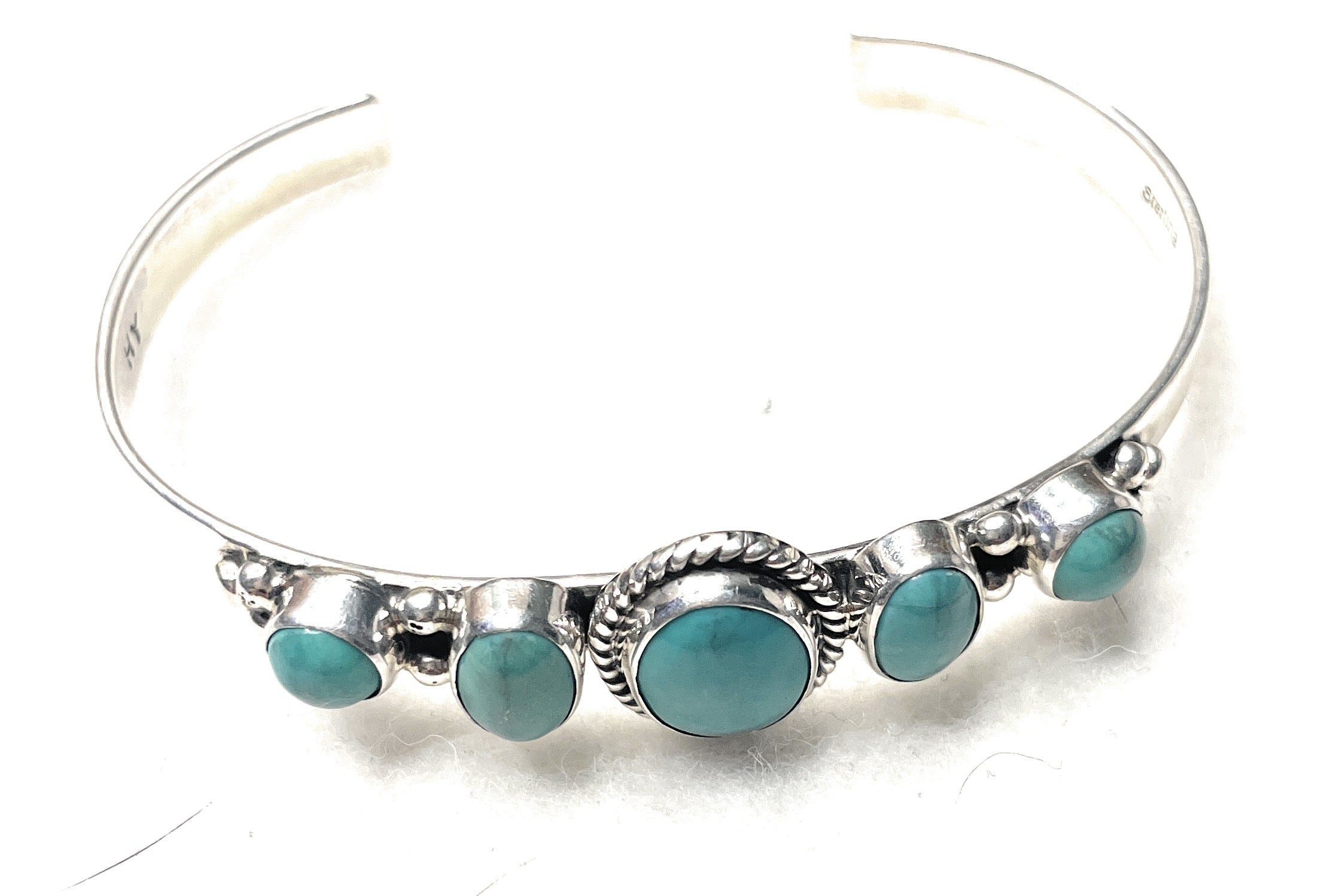 Navajo Turquoise & Sterling Silver Cuff Bracelet Signed