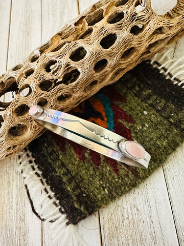 Navajo Queen Pink Conch Shell & Sterling Silver Bangle Bracelet