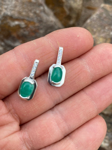 Colombian Emerald Necklace, Earrings & Ring Set in Sterling silver set 6