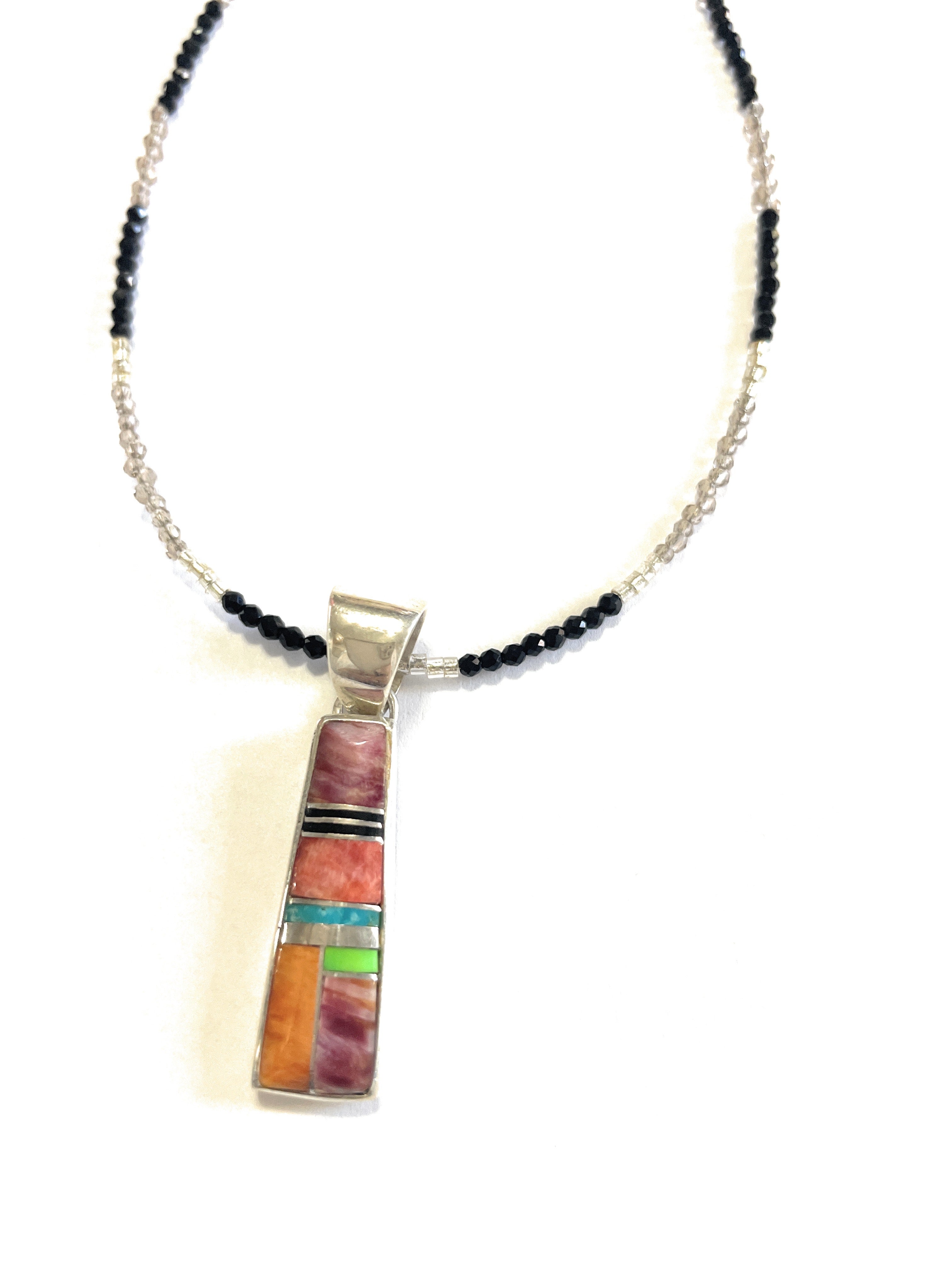 Navajo Multi Stone Inlay & Sterling Silver Pendant