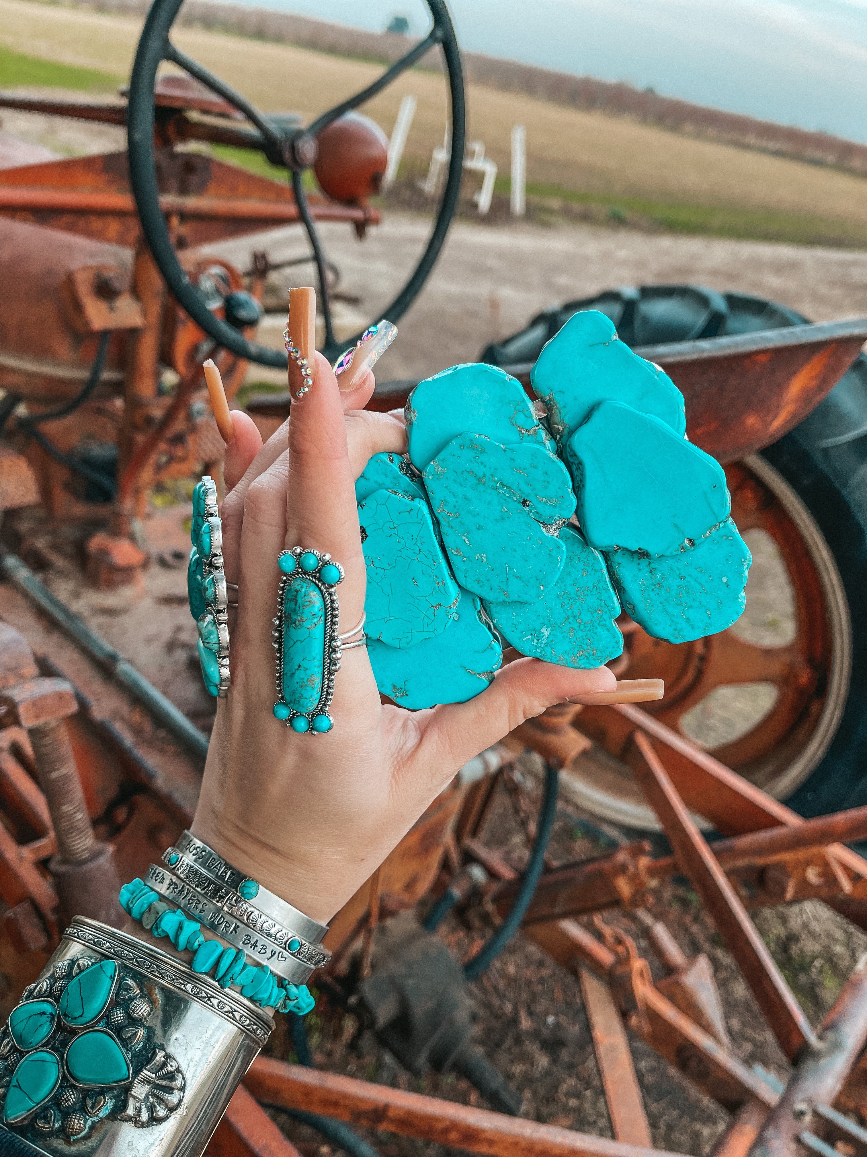 Turquoise Natural Stone Belt Buckle