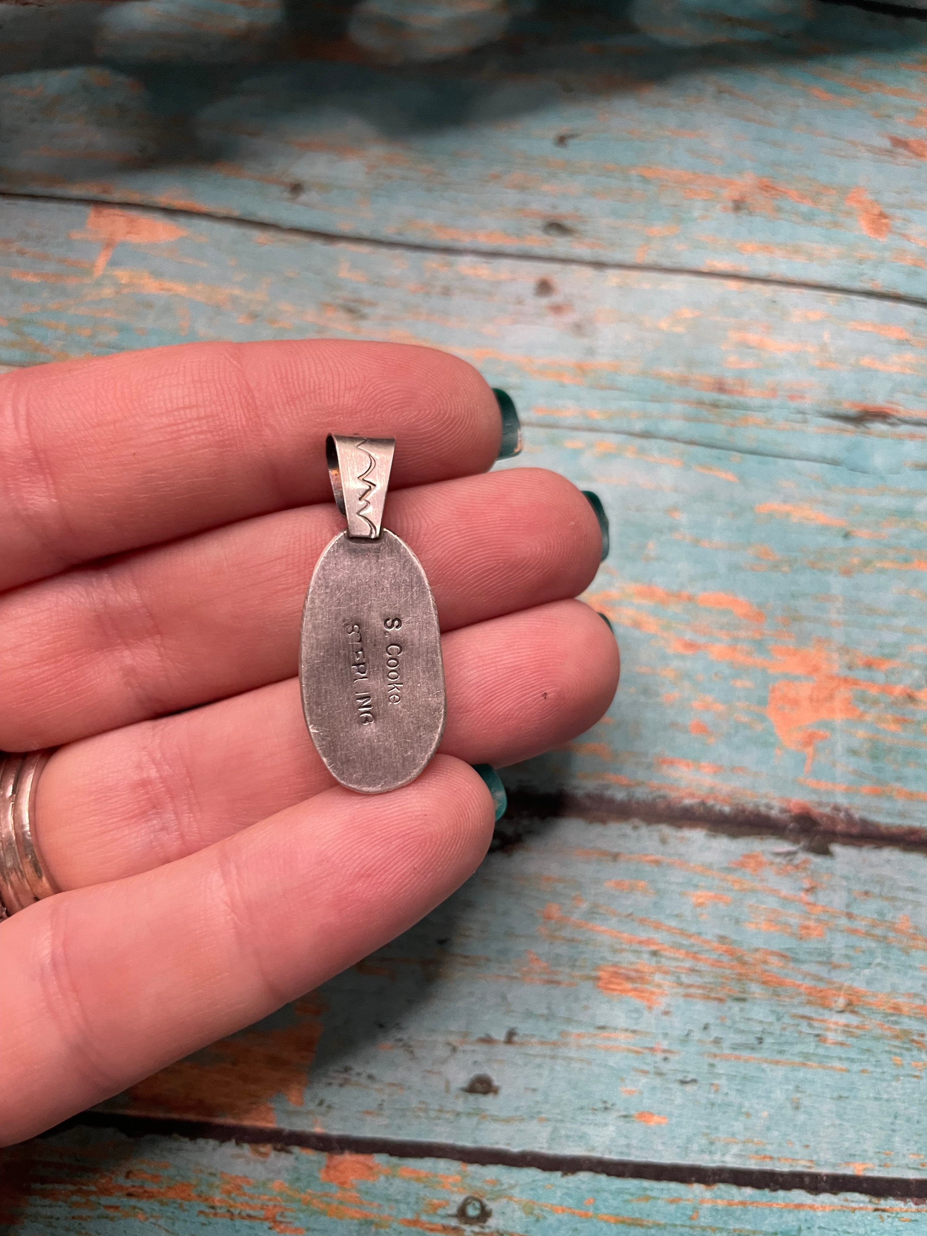 Navajo Sterling Silver & Turquoise Pendant By S Cooke