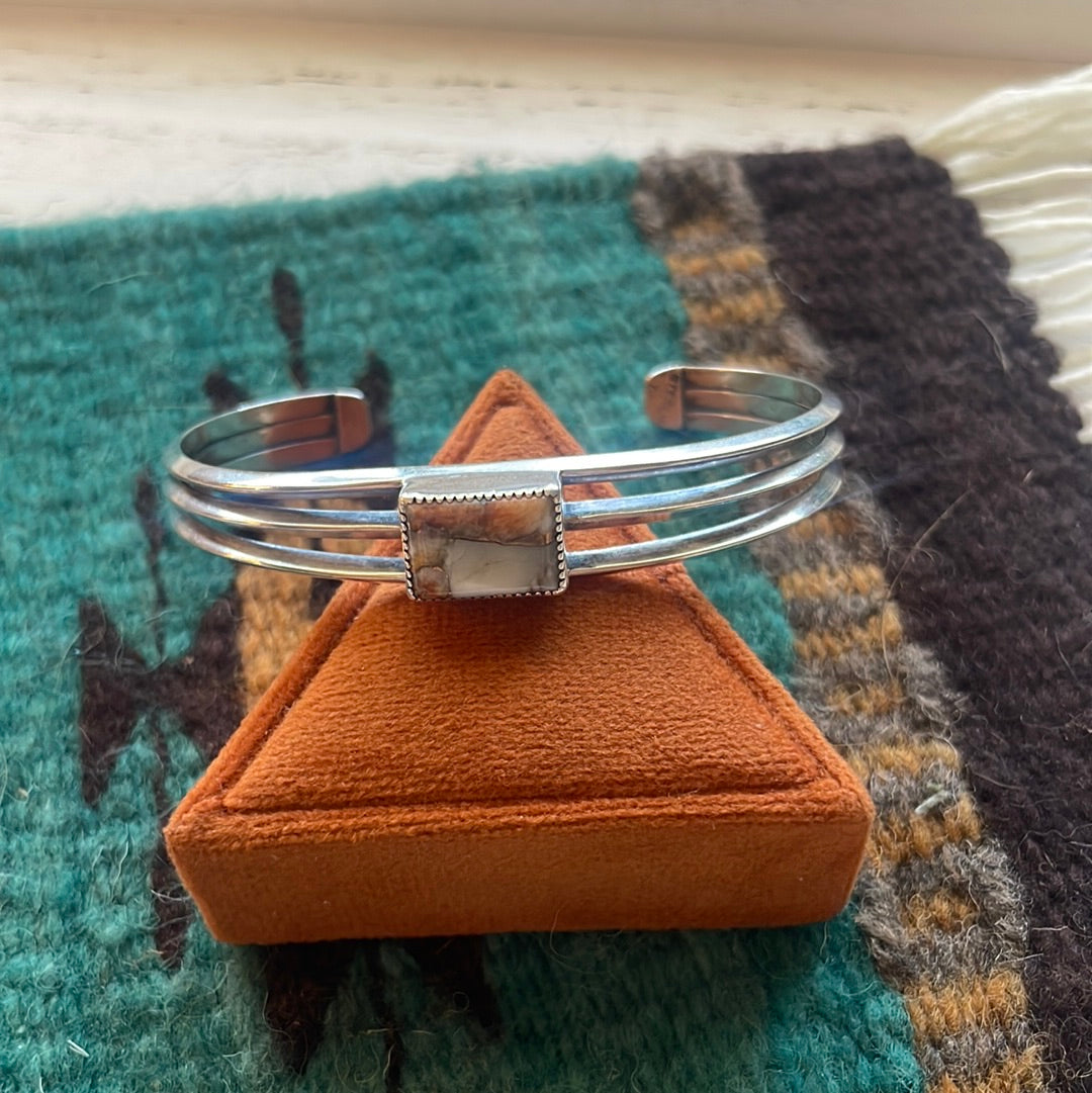 Navajo Spice And Sterling Silver Bar Adjustable Bracelet Cuff