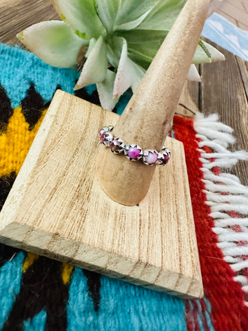 Handmade Sterling Silver & Pink Mojave Eternity Band Ring