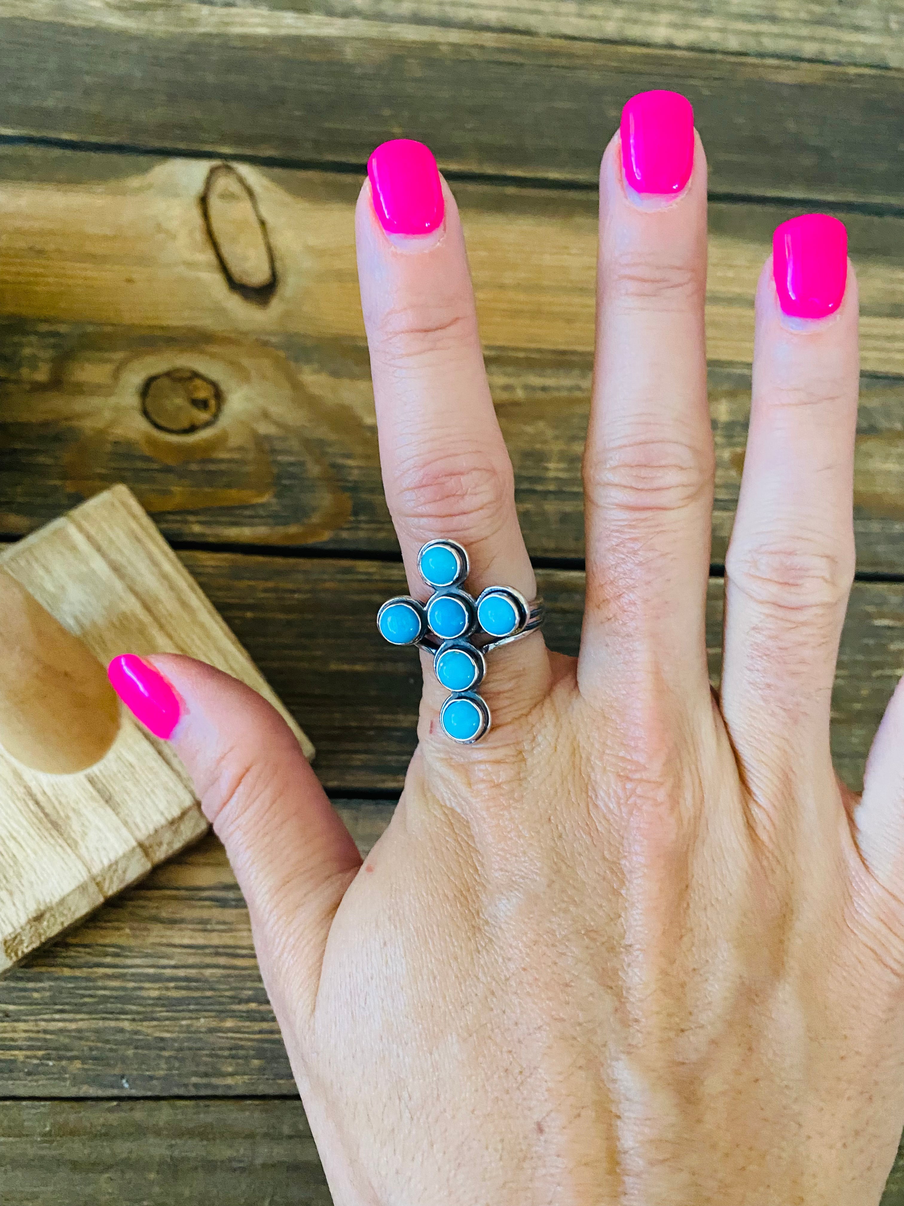 Handmade Turquoise & Sterling Silver Cross Ring