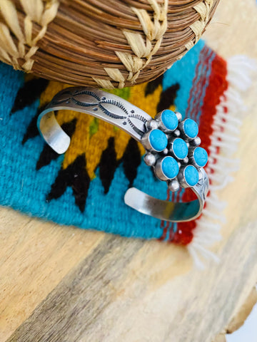 Navajo Sterling Silver & Turquoise Cuff Bracelet