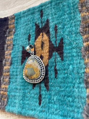 Handmade Sterling Silver & Turquoise Pendant Signed Nizhoni