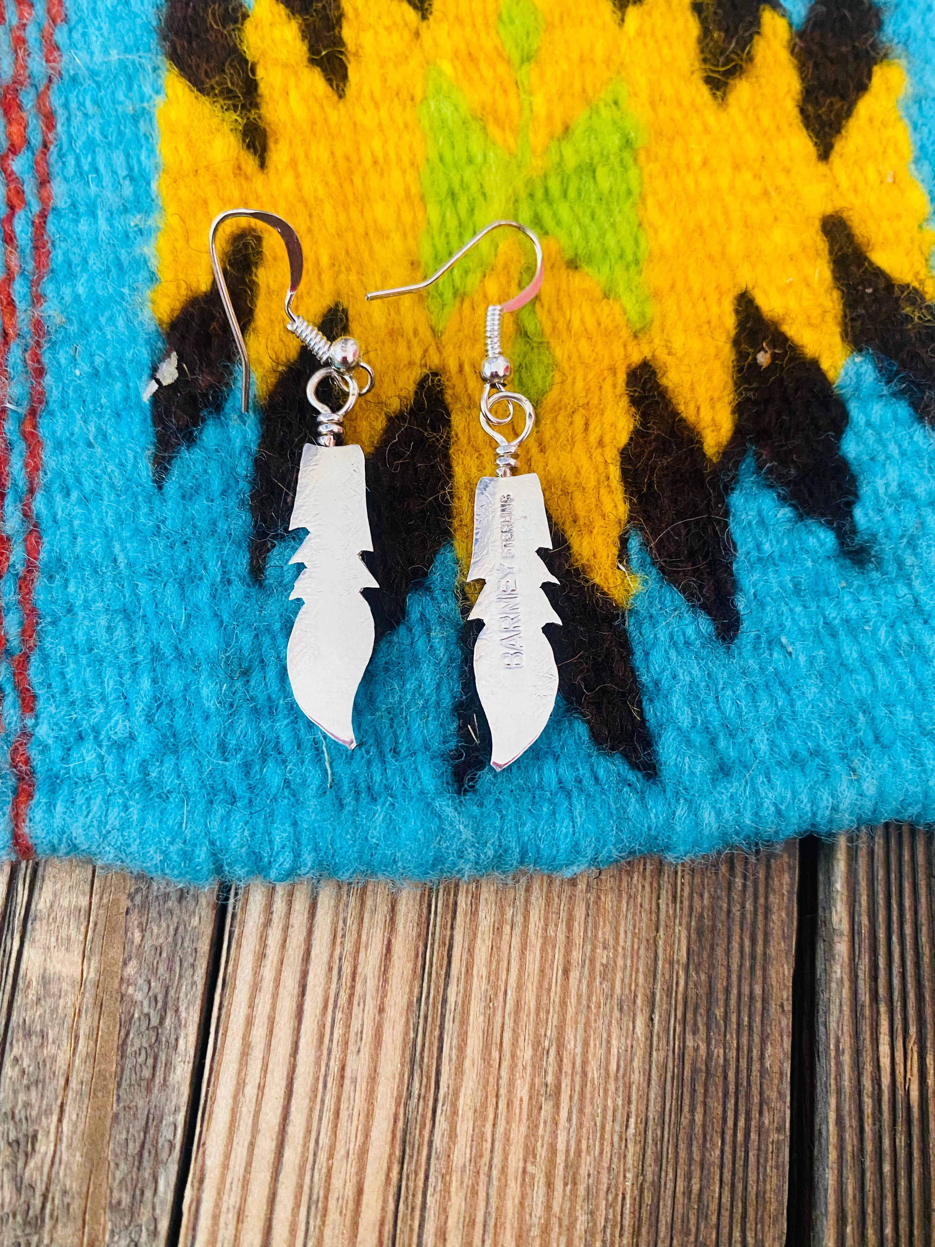 Navajo Sterling Silver Feather Dangle Earrings