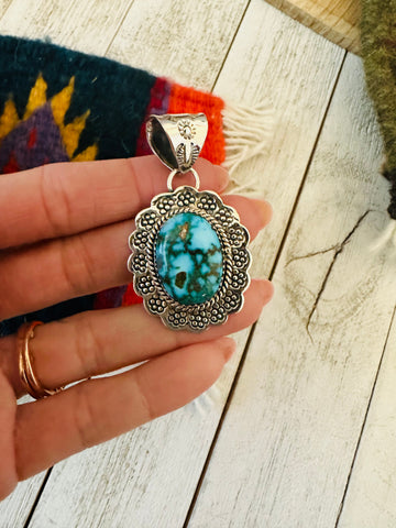 Handmade Sterling Silver & Kingman Turquoise Pendant