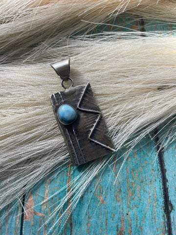 Navajo Golden Hills Turquoise & Sterling Silver Pendant