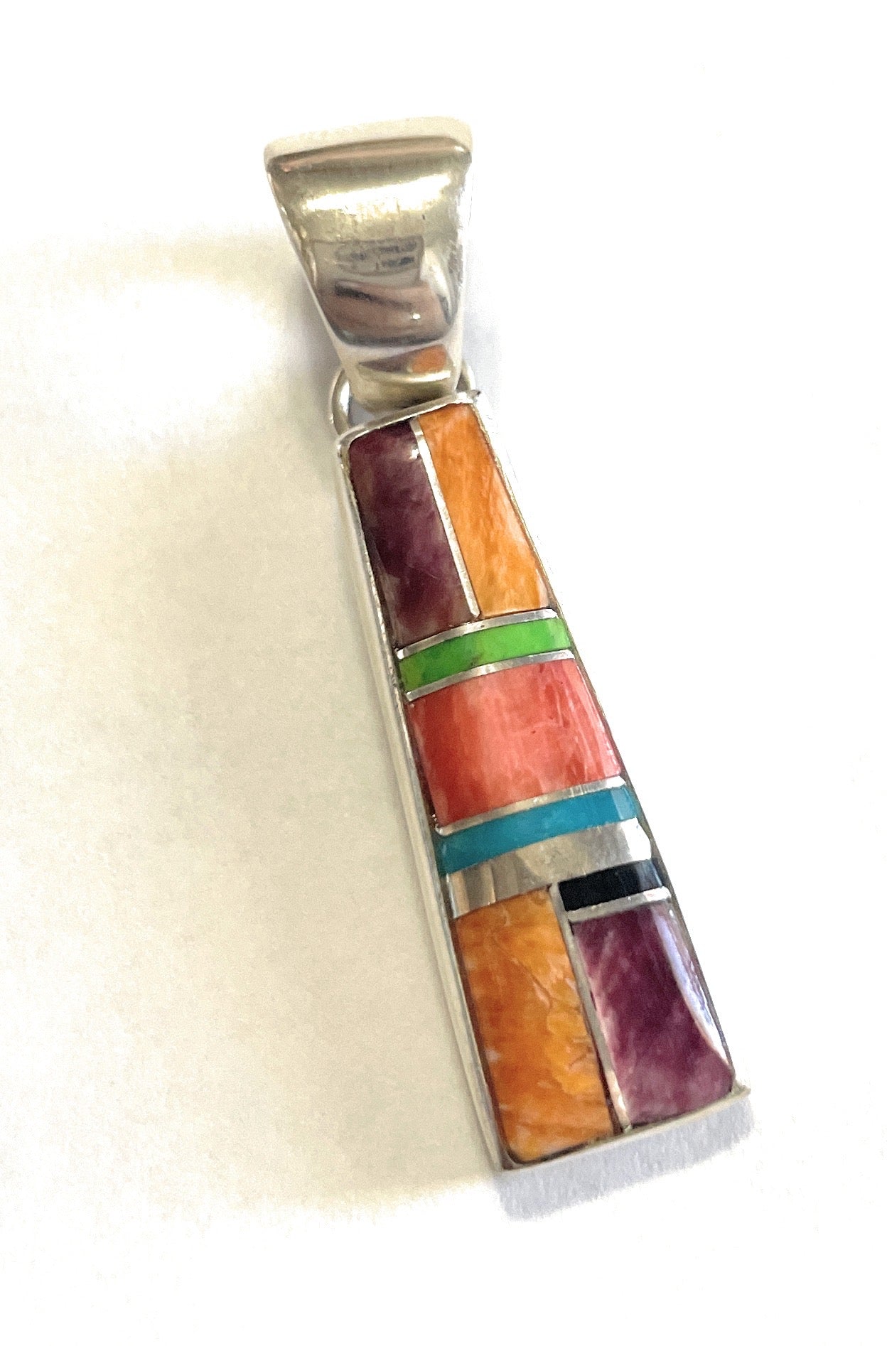 Navajo Multi Stone Inlay & Sterling Silver Pendant